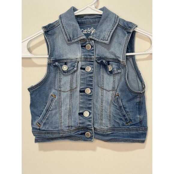 Girls Cat and Jack Demin Vest Size Small - Picture 1 of 8